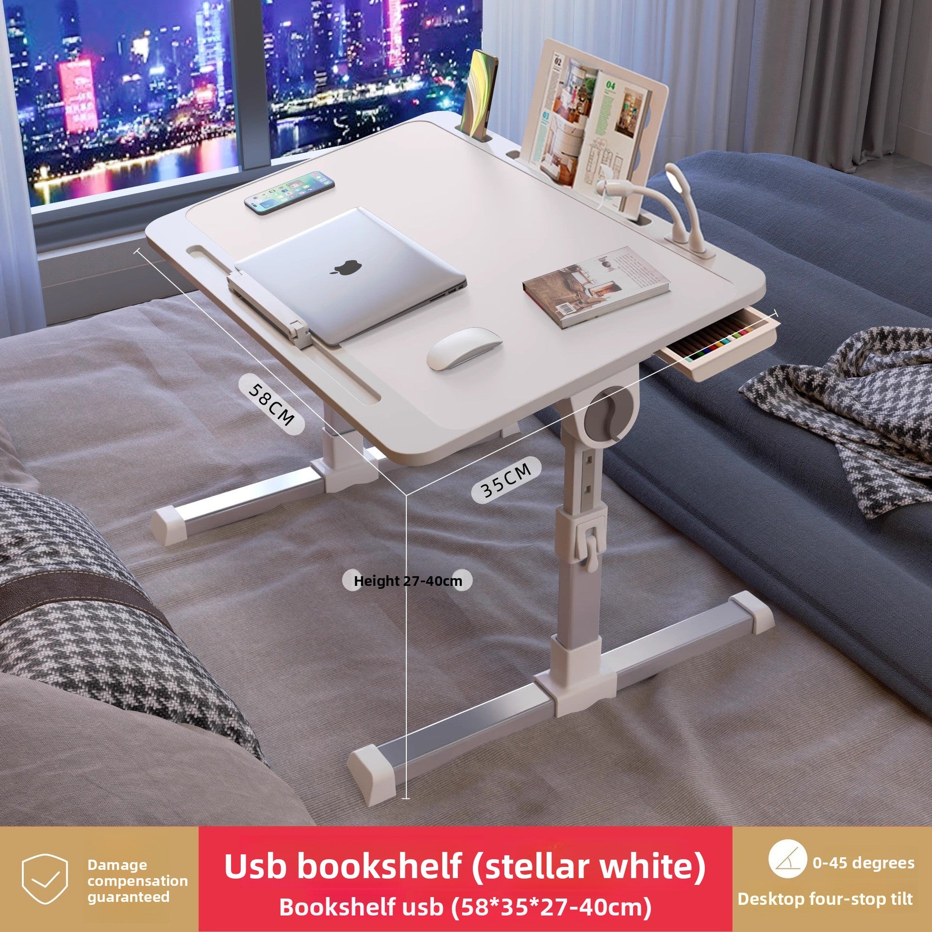 Adjustable Height Folding Desk with Storage Features
Escritorio plegable de altura ajustable con funciones de almacenamiento