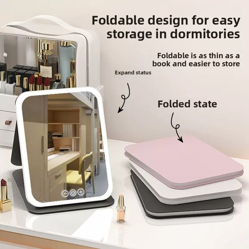 Folding LED Makeup Mirror with Adjustable Light
Espejo de maquillaje LED plegable con luz ajustable