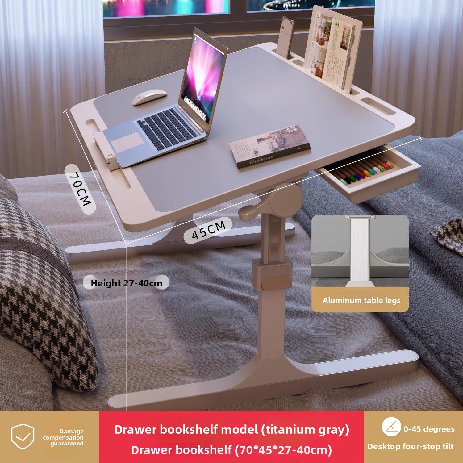 Adjustable Height Folding Desk with Storage Features
Escritorio plegable de altura ajustable con funciones de almacenamiento