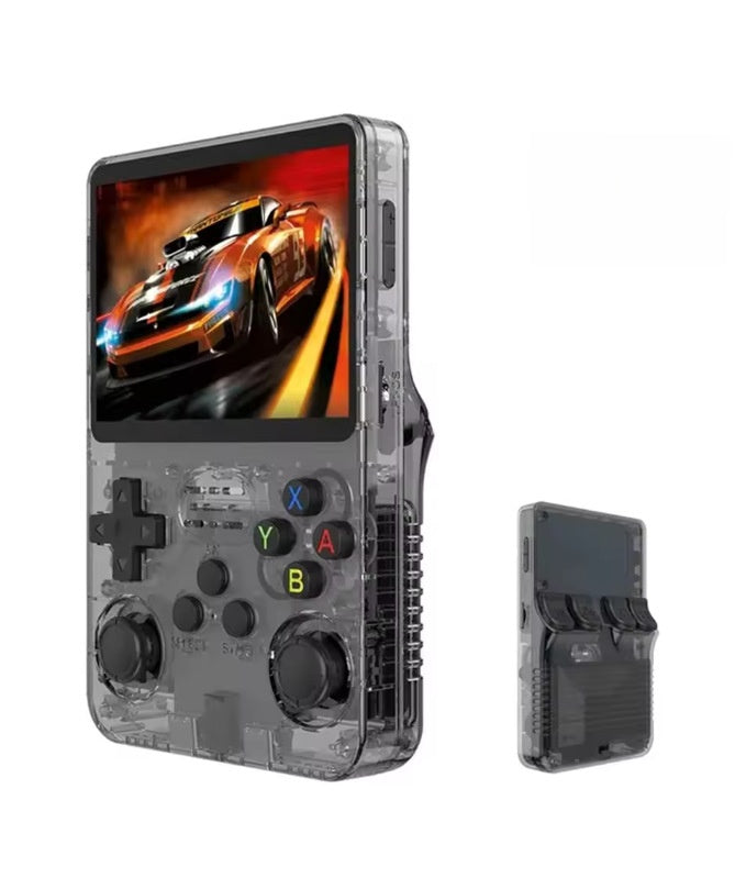 A retro portable game console on hand
Una consola de juegos port�til retro a mano