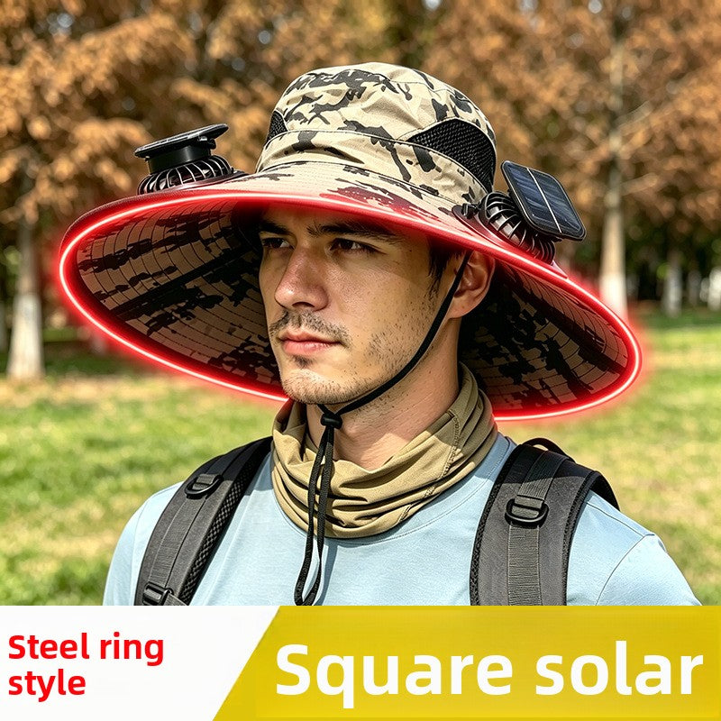 Solar-powered fan hat
Sombrero de ventilador con energia solar