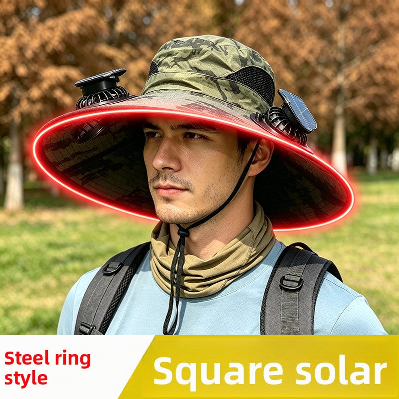 Solar-powered fan hat
Sombrero de ventilador con energia solar