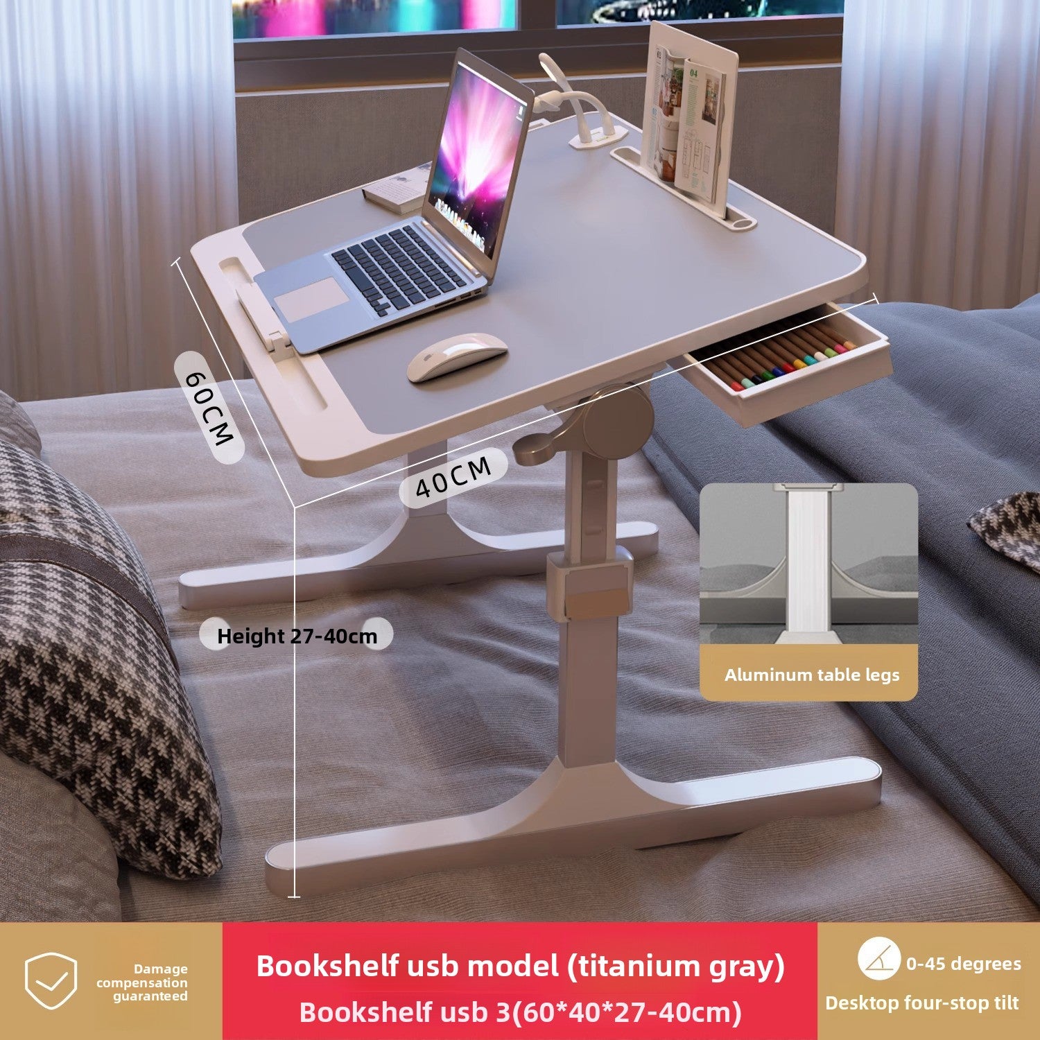 Adjustable Height Folding Desk with Storage Features
Escritorio plegable de altura ajustable con funciones de almacenamiento