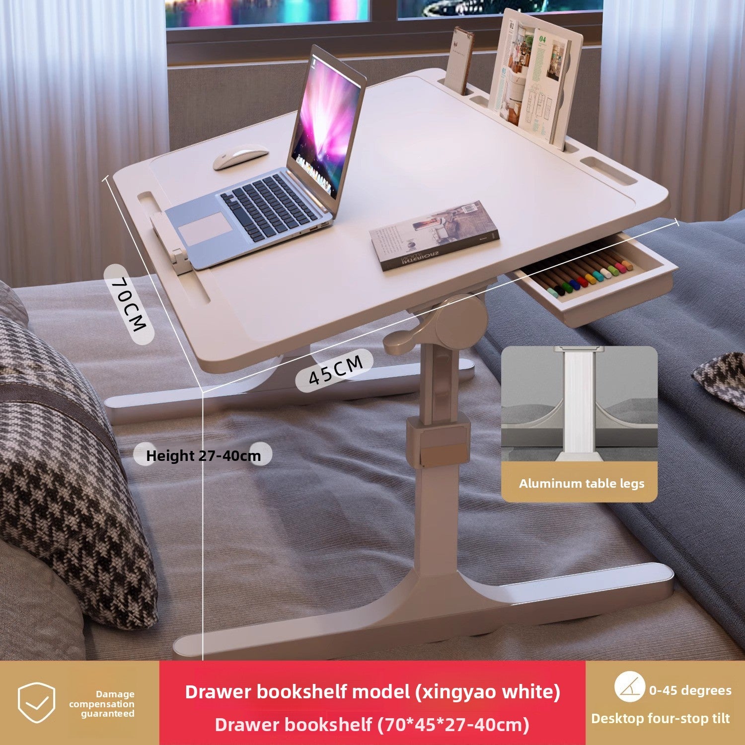 Adjustable Height Folding Desk with Storage Features
Escritorio plegable de altura ajustable con funciones de almacenamiento