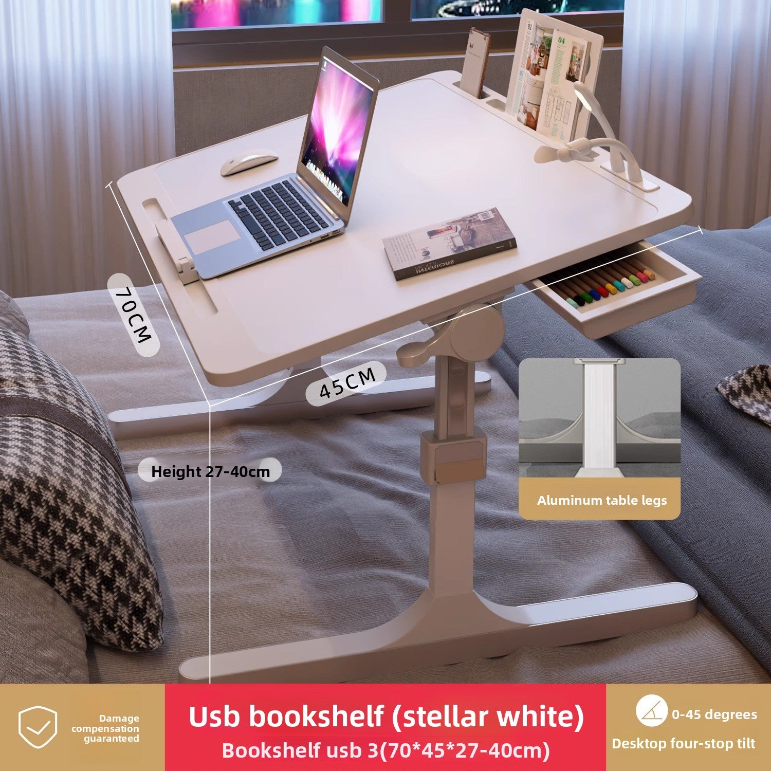 Adjustable Height Folding Desk with Storage Features
Escritorio plegable de altura ajustable con funciones de almacenamiento