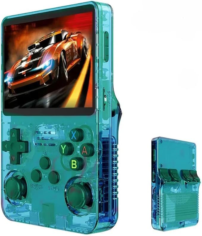 A retro portable game console on hand
Una consola de juegos port�til retro a mano