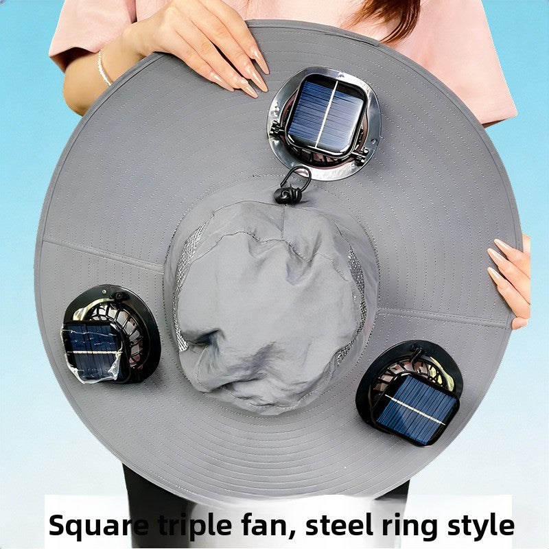 Solar-powered fan hat
Sombrero de ventilador con energia solar