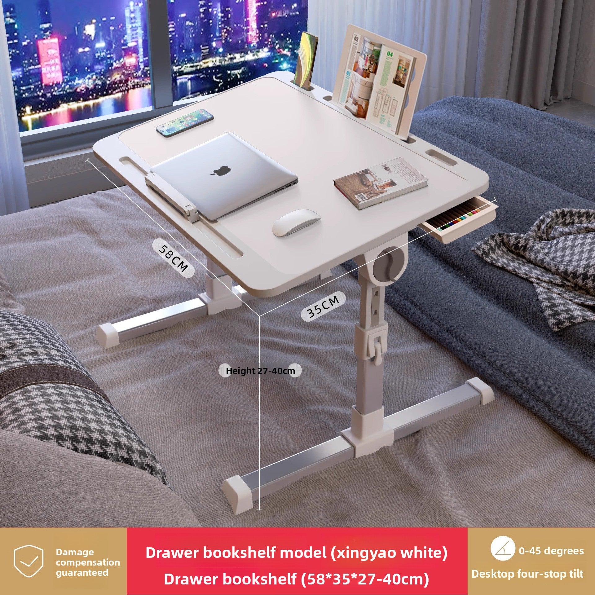 Adjustable Height Folding Desk with Storage Features
Escritorio plegable de altura ajustable con funciones de almacenamiento