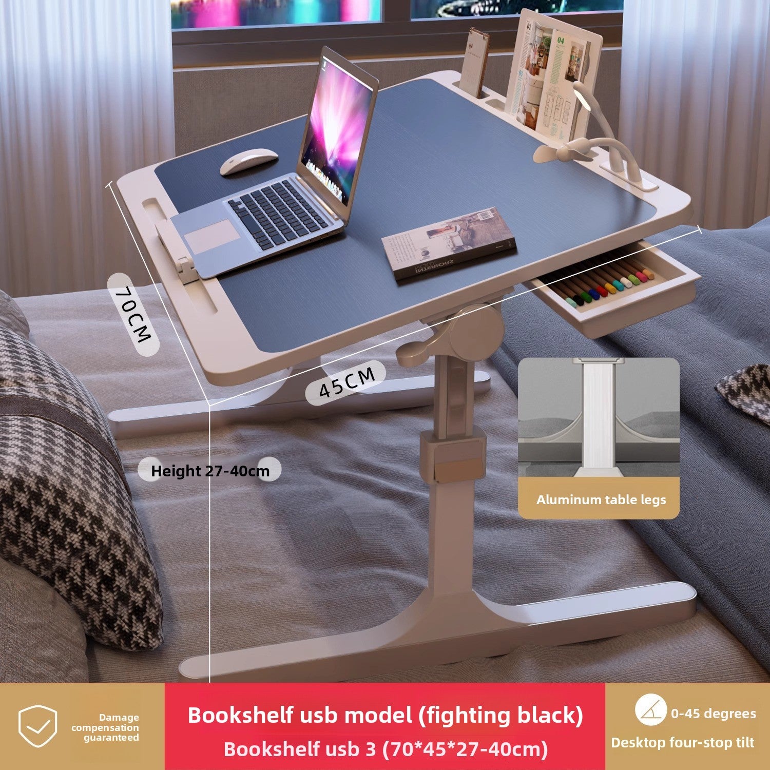 Adjustable Height Folding Desk with Storage Features
Escritorio plegable de altura ajustable con funciones de almacenamiento