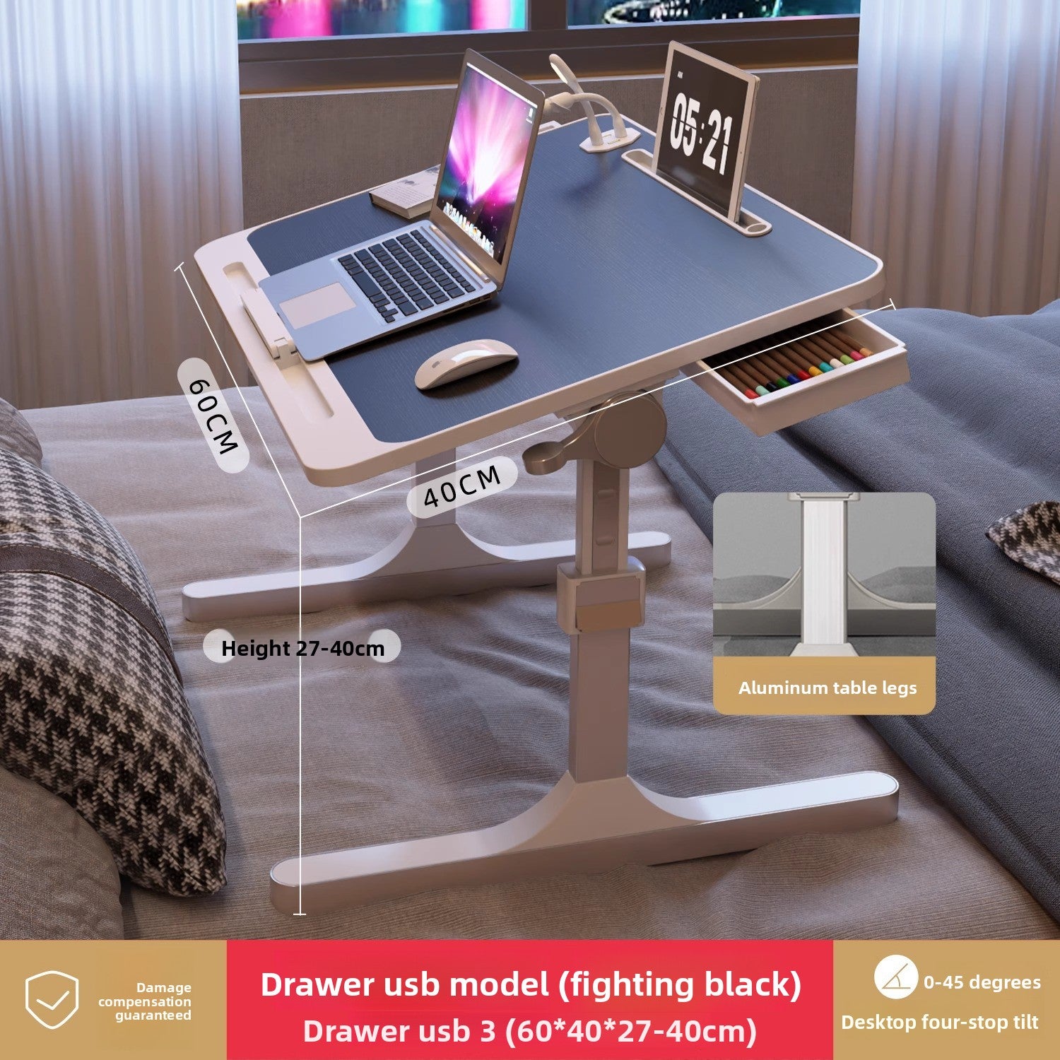 Adjustable Height Folding Desk with Storage Features
Escritorio plegable de altura ajustable con funciones de almacenamiento