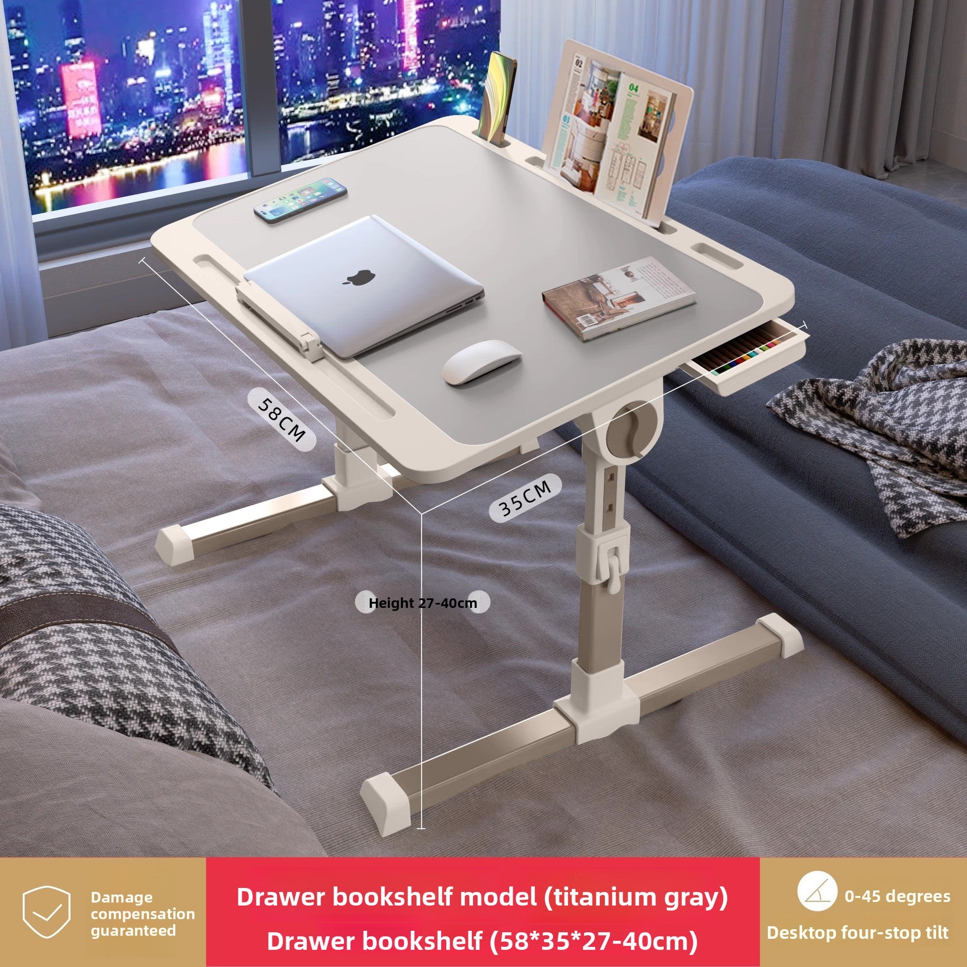Adjustable Height Folding Desk with Storage Features
Escritorio plegable de altura ajustable con funciones de almacenamiento