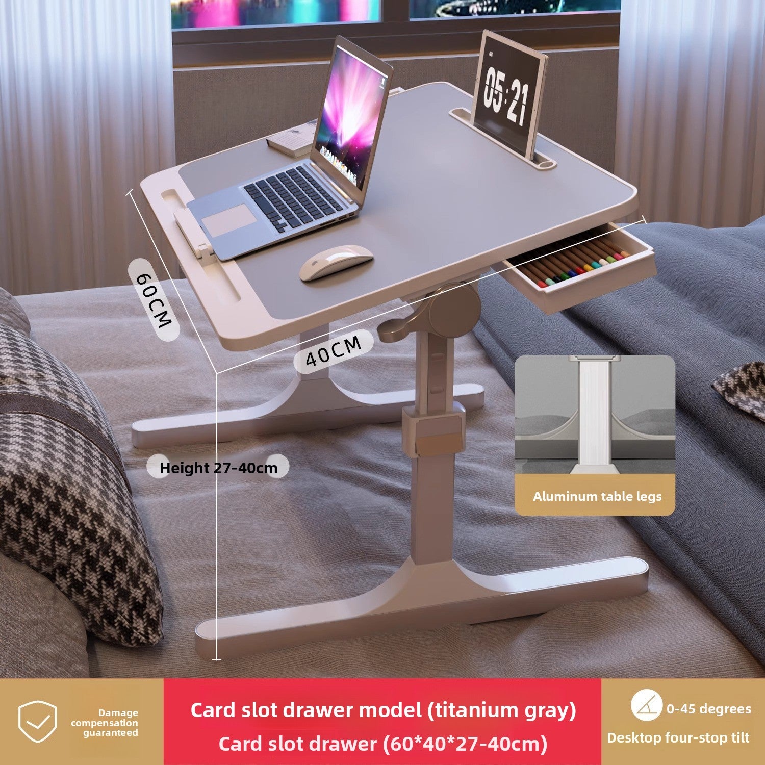 Adjustable Height Folding Desk with Storage Features
Escritorio plegable de altura ajustable con funciones de almacenamiento