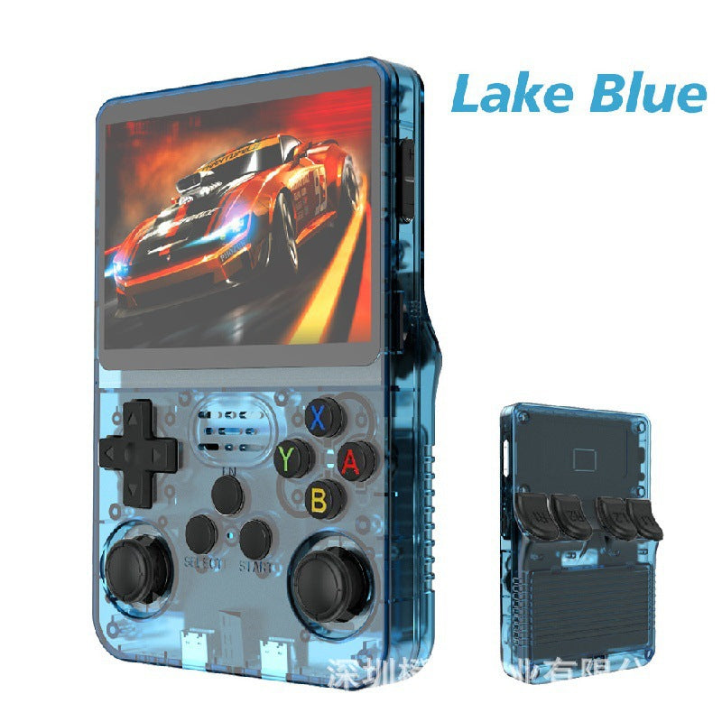 A retro portable game console on hand
Una consola de juegos port�til retro a mano