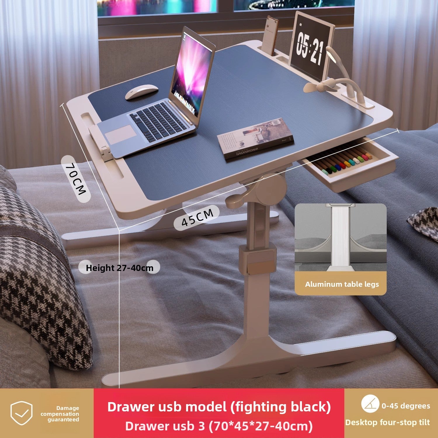 Adjustable Height Folding Desk with Storage Features
Escritorio plegable de altura ajustable con funciones de almacenamiento