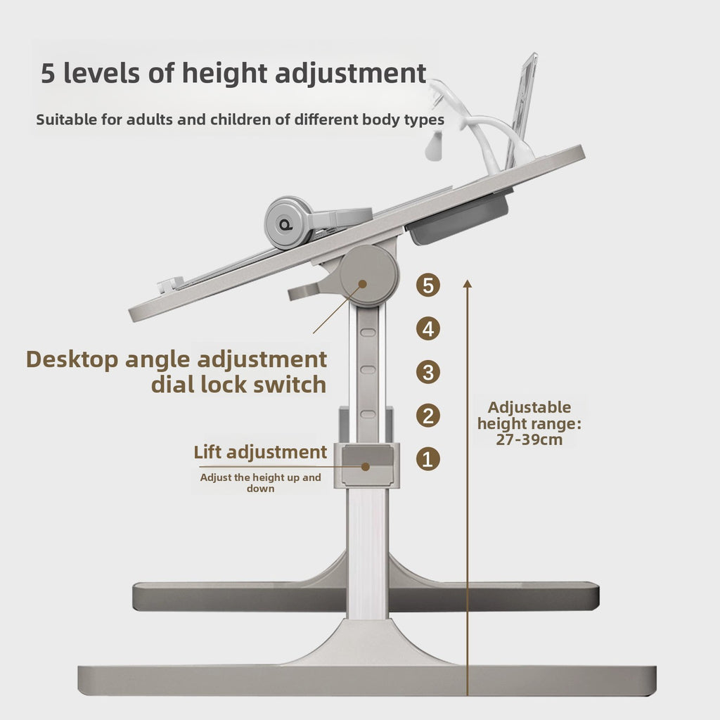 Adjustable Height Folding Desk with Storage Features
Escritorio plegable de altura ajustable con funciones de almacenamiento