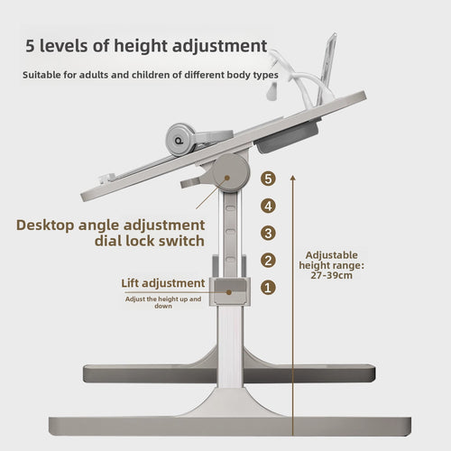 Adjustable Height Folding Desk with Storage Features
Escritorio plegable de altura ajustable con funciones de almacenamiento