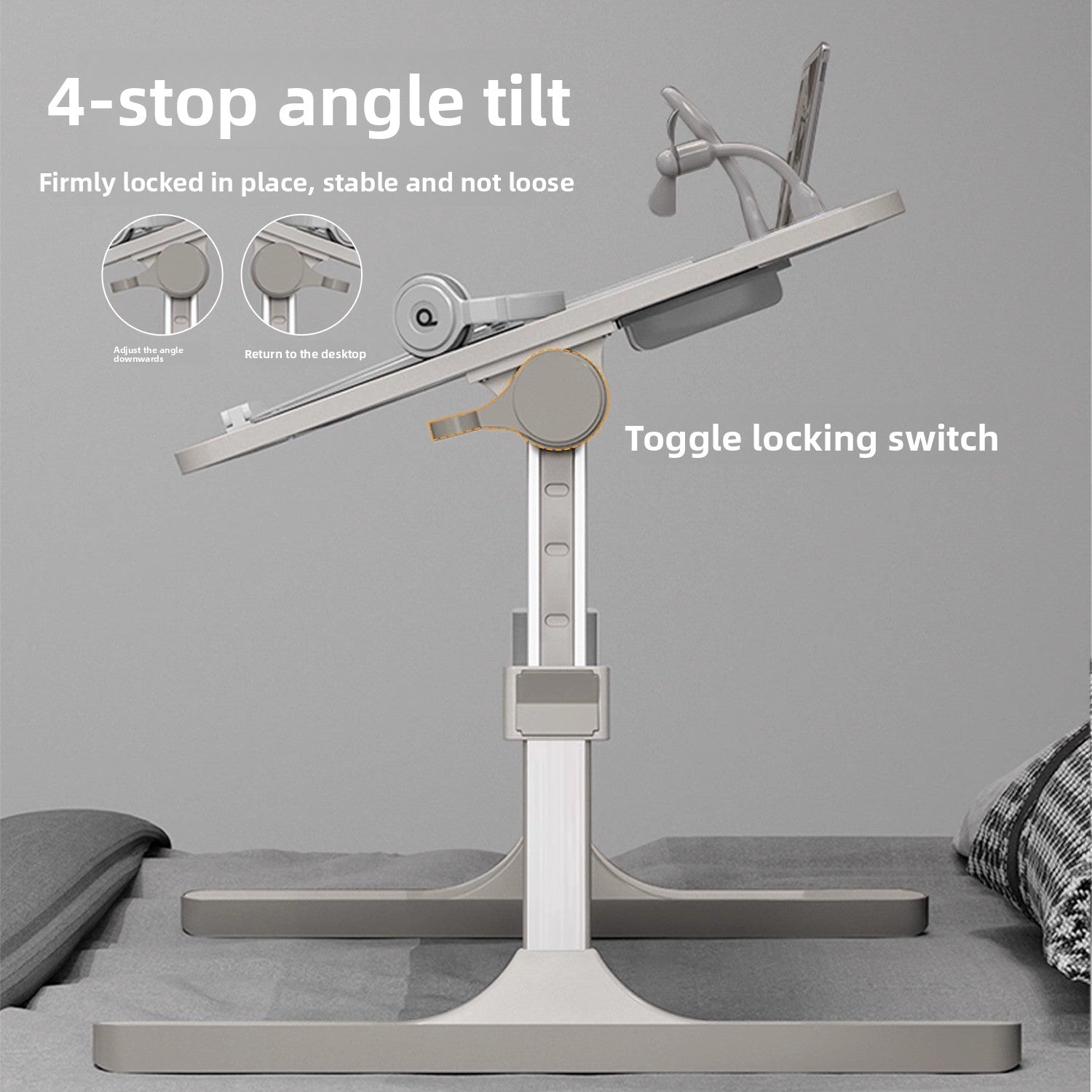 Adjustable Height Folding Desk with Storage Features
Escritorio plegable de altura ajustable con funciones de almacenamiento