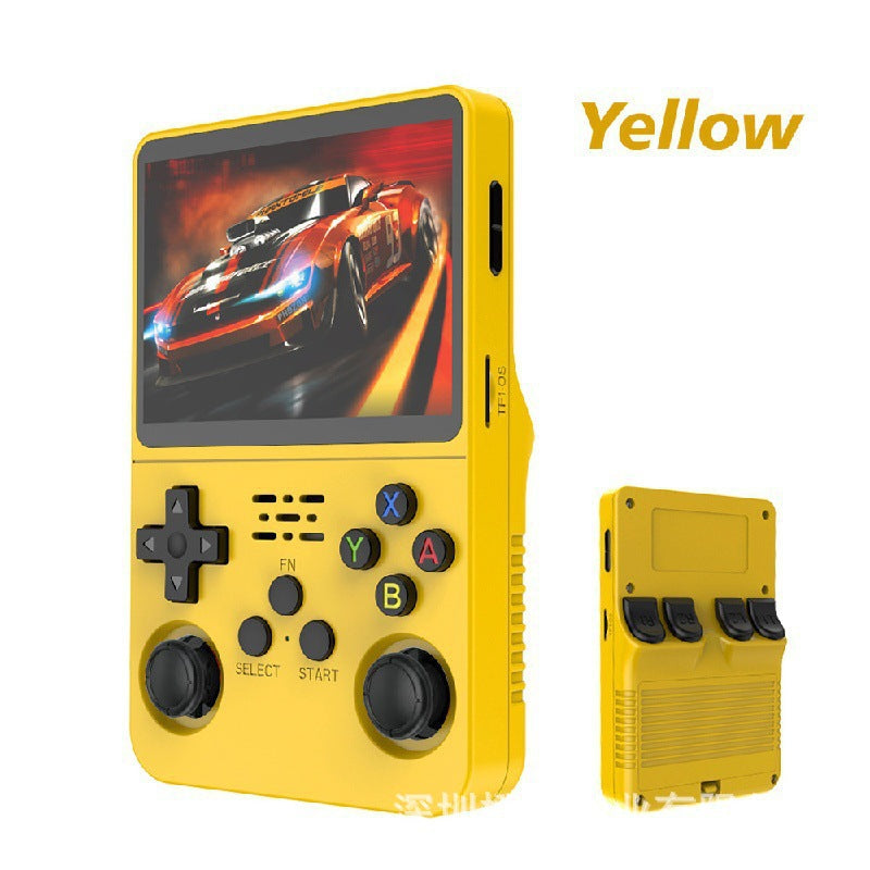 A retro portable game console on hand
Una consola de juegos port�til retro a mano