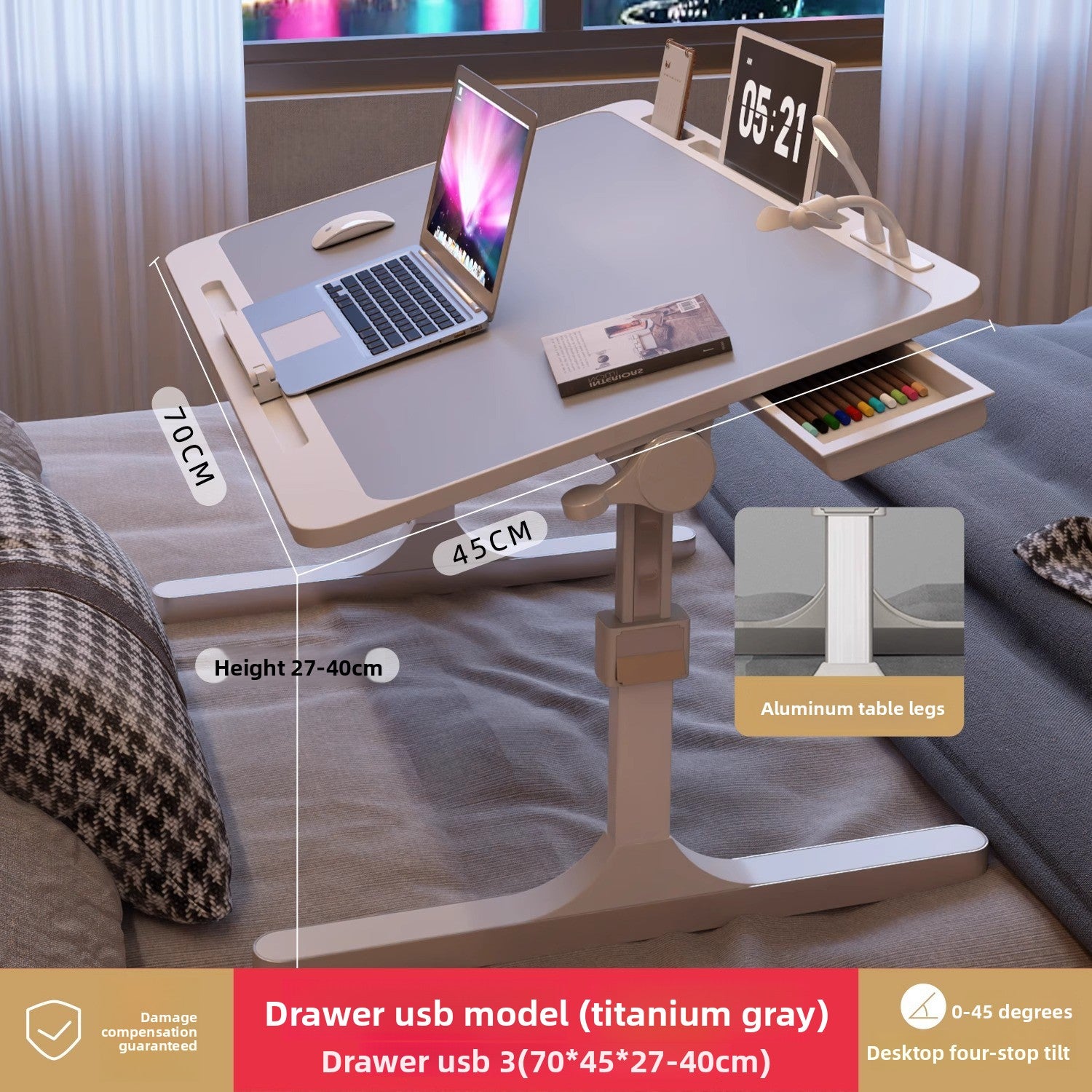 Adjustable Height Folding Desk with Storage Features
Escritorio plegable de altura ajustable con funciones de almacenamiento
