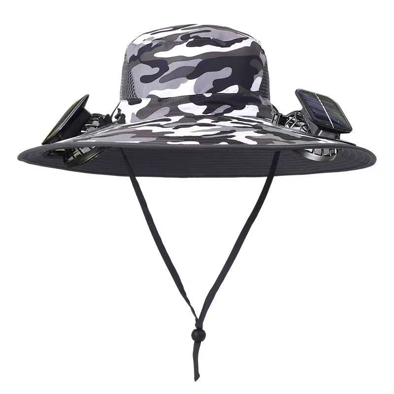 Solar-powered fan hat
Sombrero de ventilador con energia solar