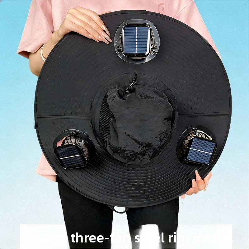 Solar-powered fan hat
Sombrero de ventilador con energia solar