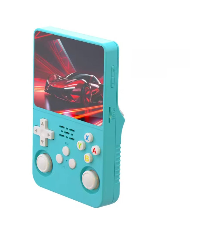 A retro portable game console on hand
Una consola de juegos port�til retro a mano