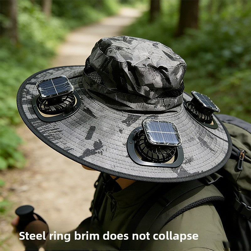 Solar-powered fan hat
Sombrero de ventilador con energia solar
