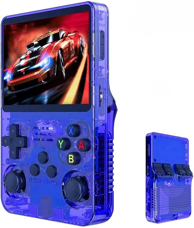 A retro portable game console on hand
Una consola de juegos port�til retro a mano