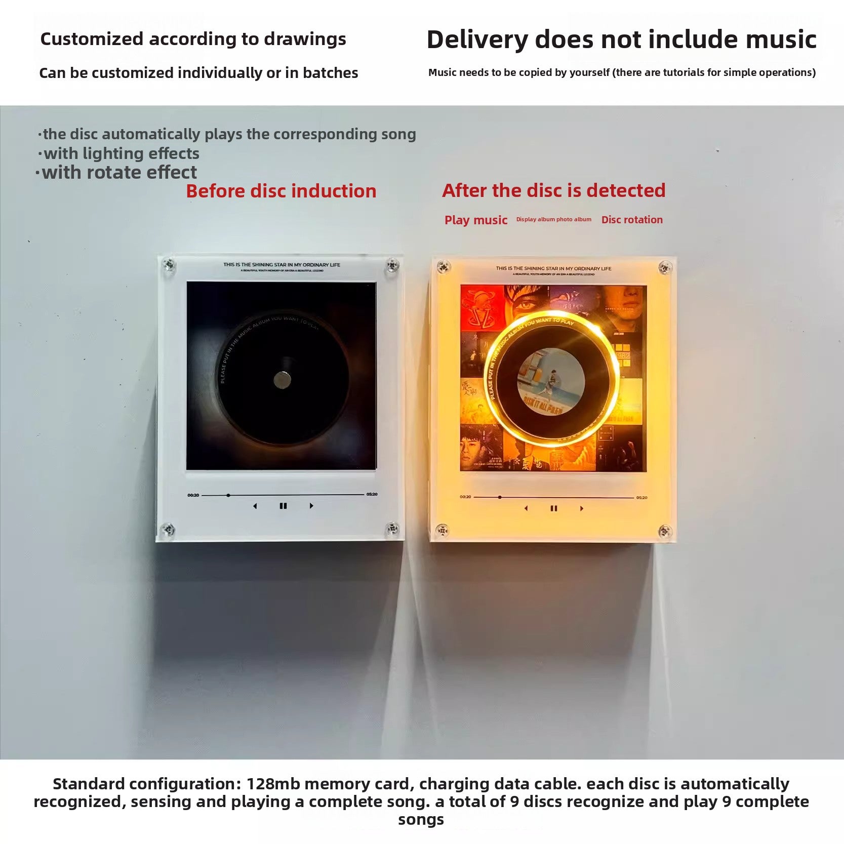Rotating Record NFC Music Player with Night Light
Reproductor de musica NFC giratorio con luz nocturna