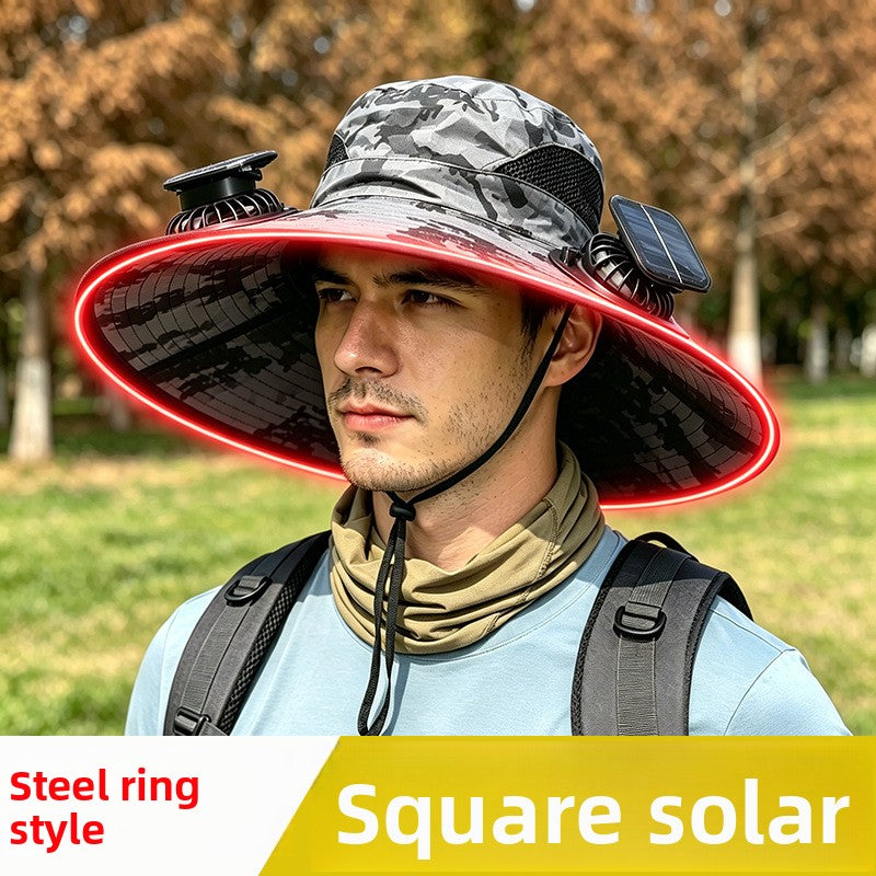 Solar-powered fan hat
Sombrero de ventilador con energia solar