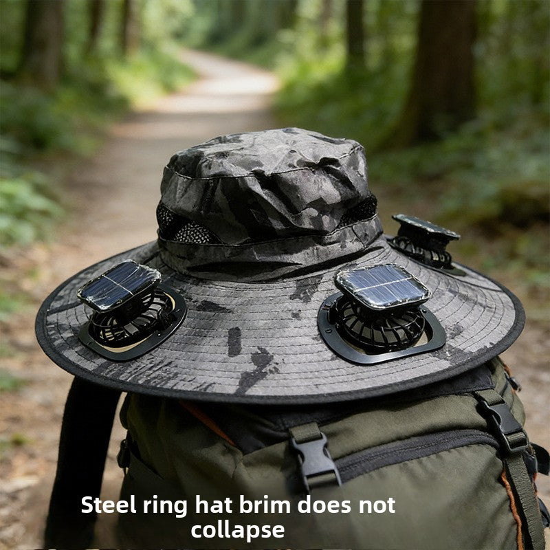 Solar-powered fan hat
Sombrero de ventilador con energia solar