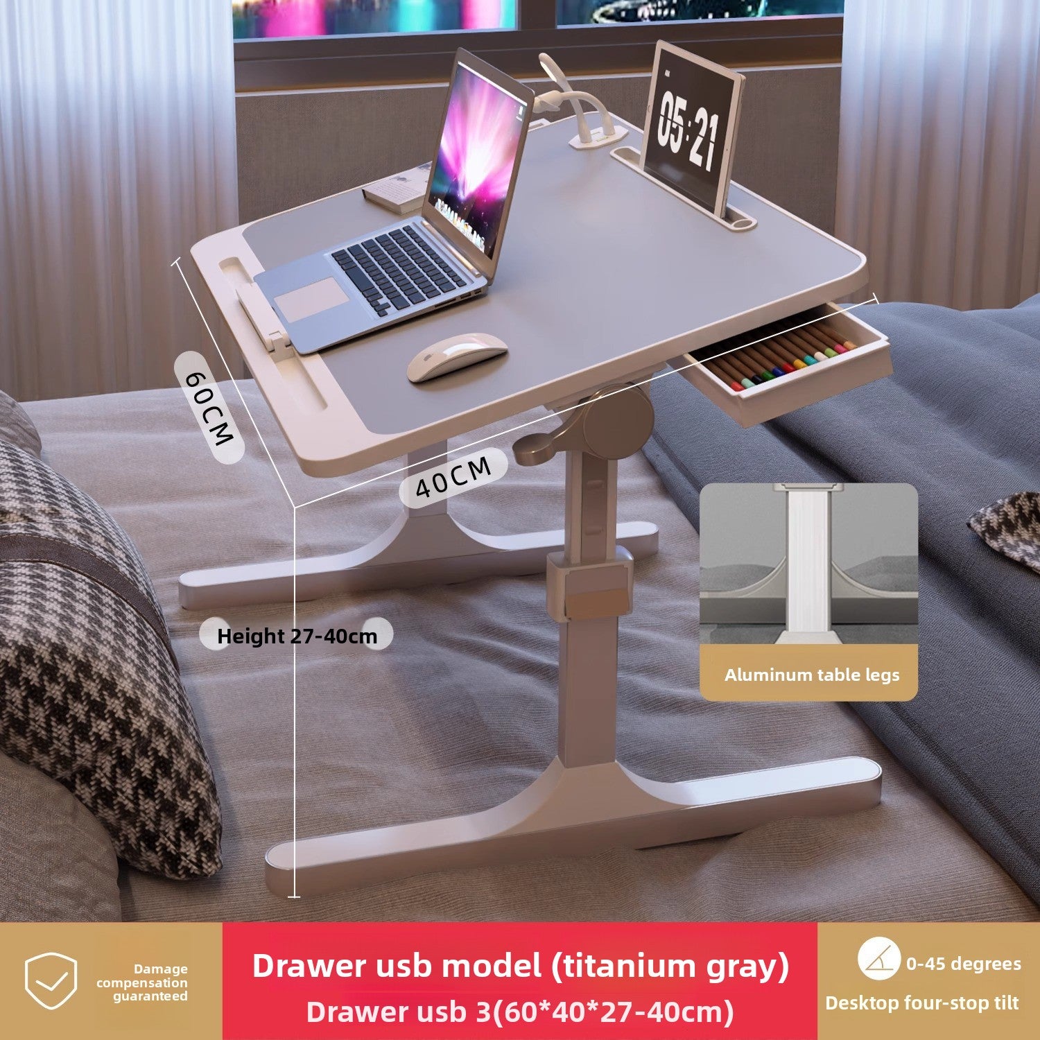 Adjustable Height Folding Desk with Storage Features
Escritorio plegable de altura ajustable con funciones de almacenamiento