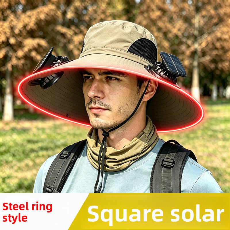 Solar-powered fan hat
Sombrero de ventilador con energia solar