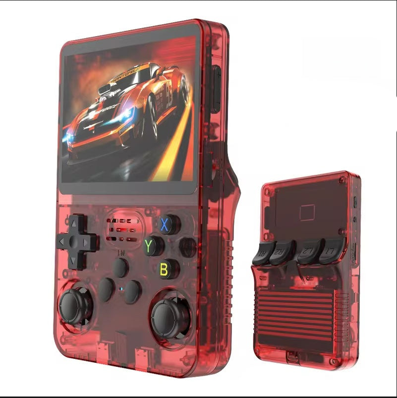 A retro portable game console on hand
Una consola de juegos port�til retro a mano