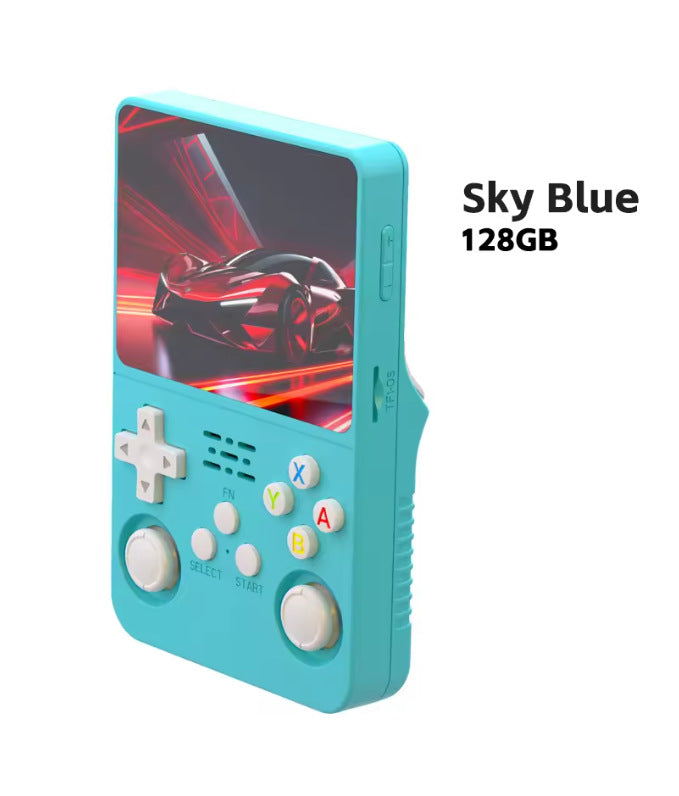 A retro portable game console on hand
Una consola de juegos port�til retro a mano