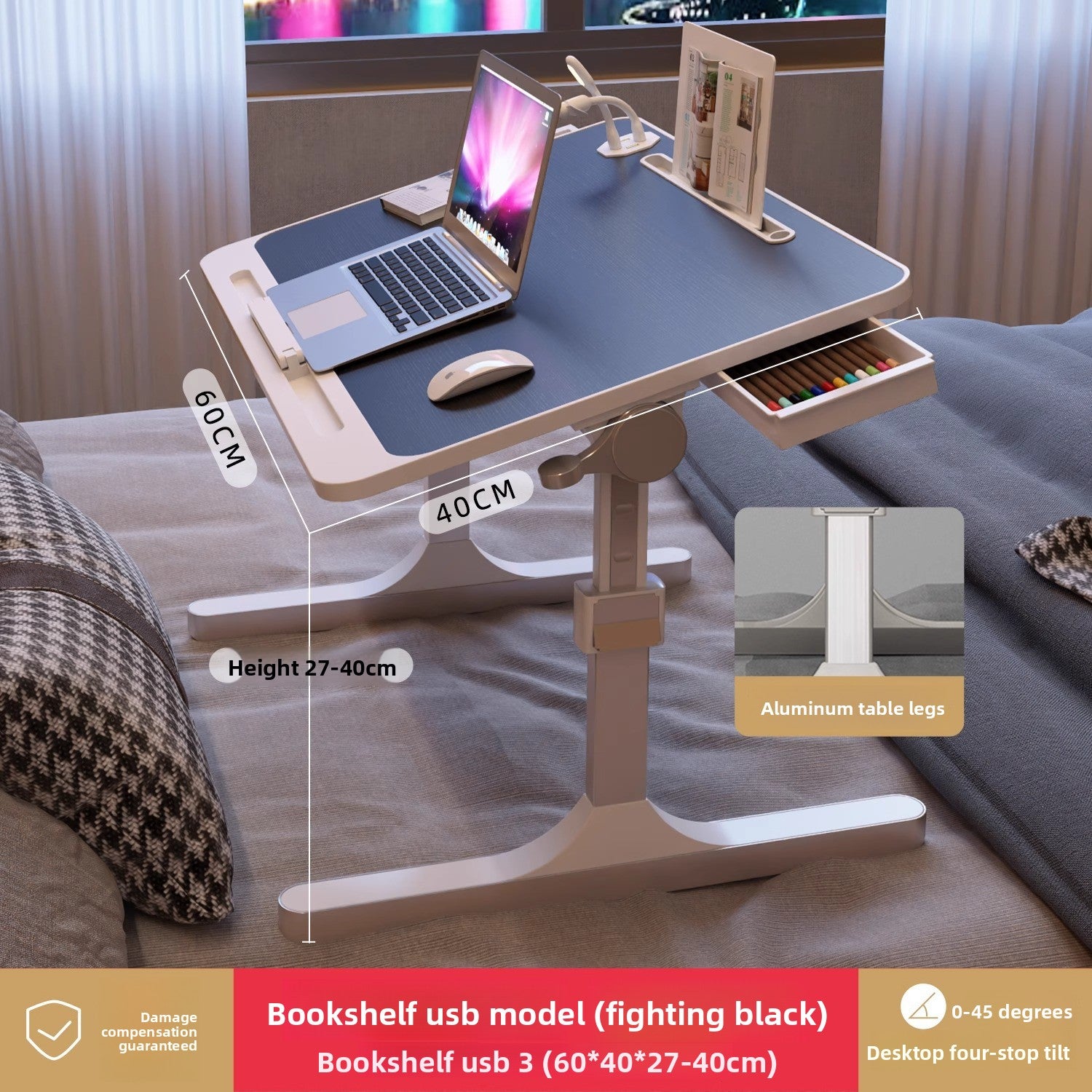 Adjustable Height Folding Desk with Storage Features
Escritorio plegable de altura ajustable con funciones de almacenamiento
